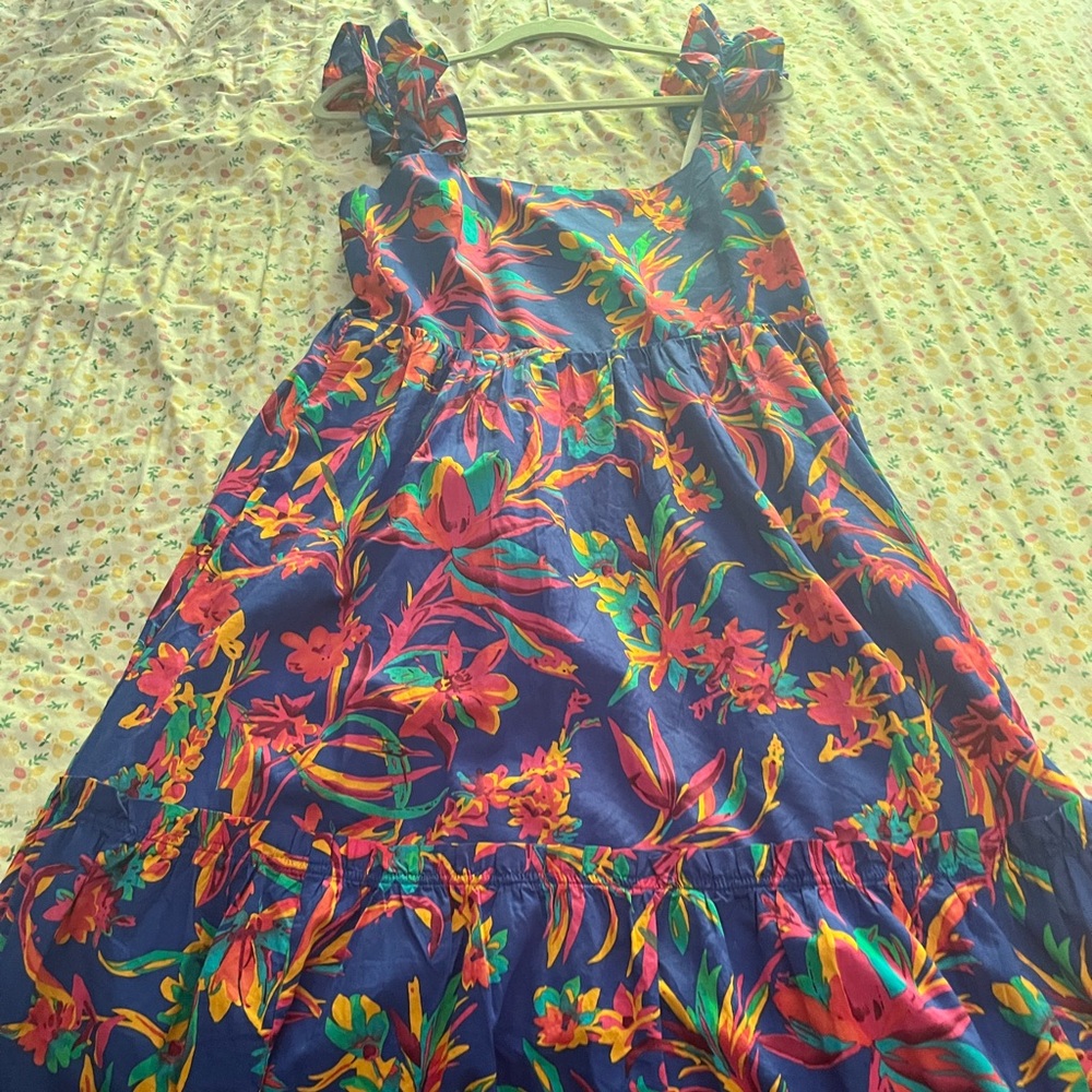 J.Crew Midi blue tropical print dress NWOT size 12